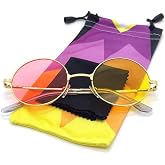 ASVP Shop Pink &amp; Yellow Round Circle Sunglasses - Cosplay Halloween Costume Glasses