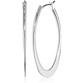 Anne Klein Classics Silvertone Large Oval Hoop Earrings