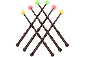 EZVYAO Light Up Magic Wizard Wand with 4 Color Lightings & Sounds - 6 Pack Illuminating Witch Toy Wands for Kids Party Cosplay, Hive