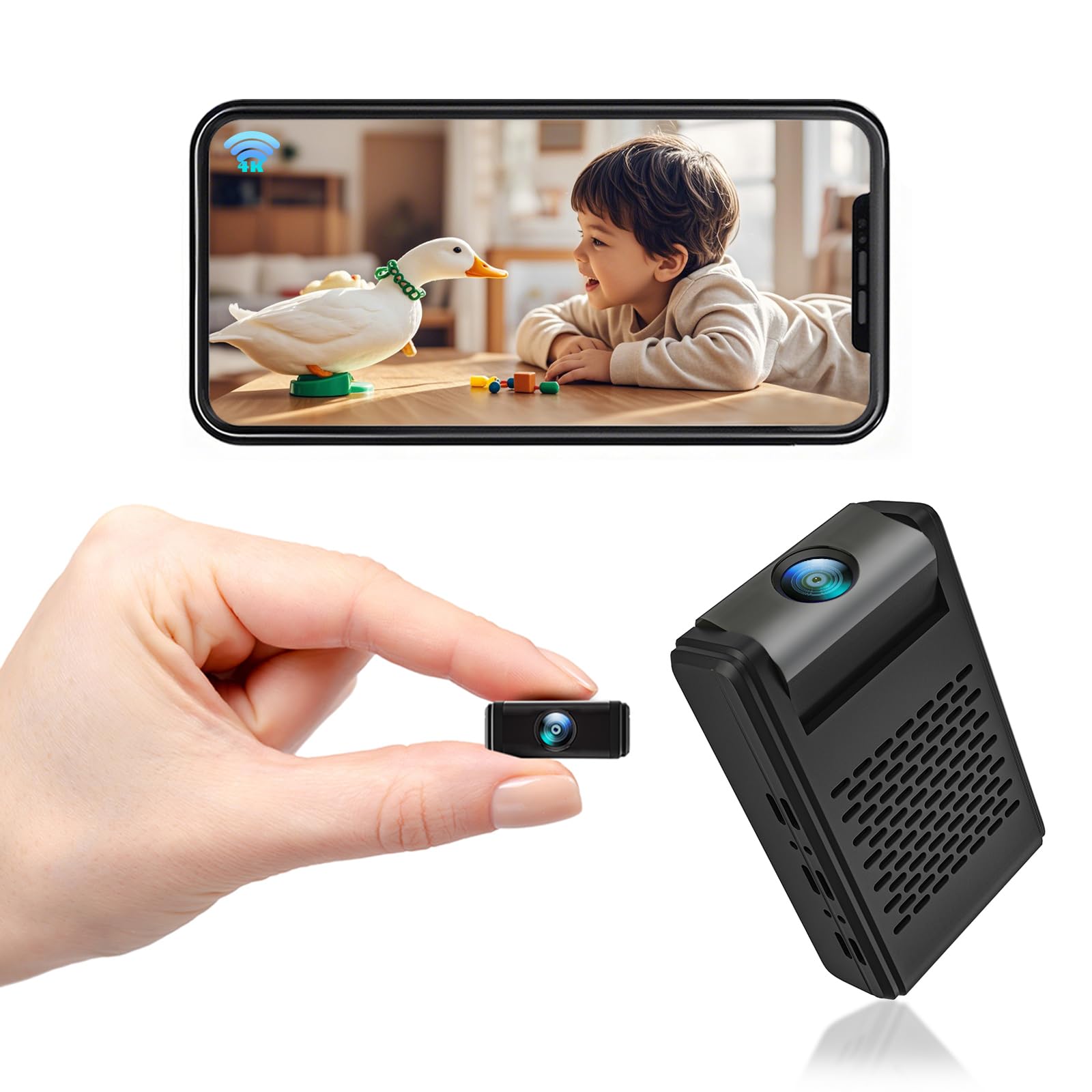 Beturnown Mini Security Camera, Nanny Cam With 180°Rotating Lens