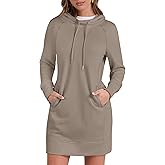 ANRABESS Womens Sweatshirt Dress Long Sleeve Hoodies Mini Dresses Fleece Casual Hoodie with Pockets 2025 Fall Fashion