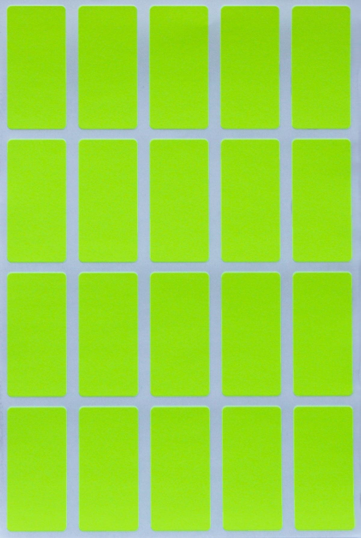 Royal Green Colored File Stickers 4cm x 1.9cm - Neon Yellow Color Code Label Rectangular (40 mm x 19 mm) - 300 Pack