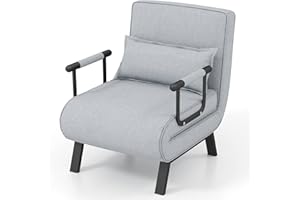 KOMFOTT Convertible Sleeper Chair Bed, 4-in-1 Folding Sofa Bed with 6-Position Adjustable Backrest, Upholstered Chaise Lounge with Removable Pillow, Leisure Recliner Lounge Couch for Home Office