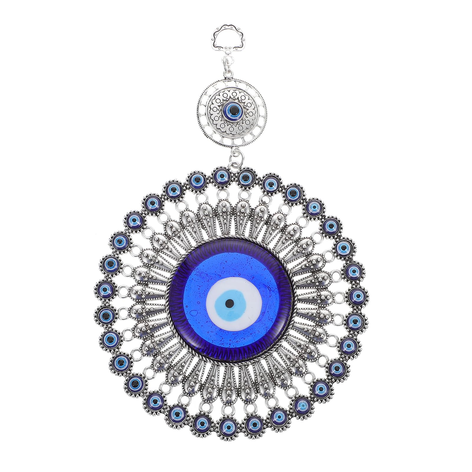 IMIKEYA Turkish Blue Eye Ornament Evil Eye Blue Pendant Glass Hamsa Good Luck Lucky Charm Hand Fatima Protection Hanging Decor for Home Wall Door Ornament