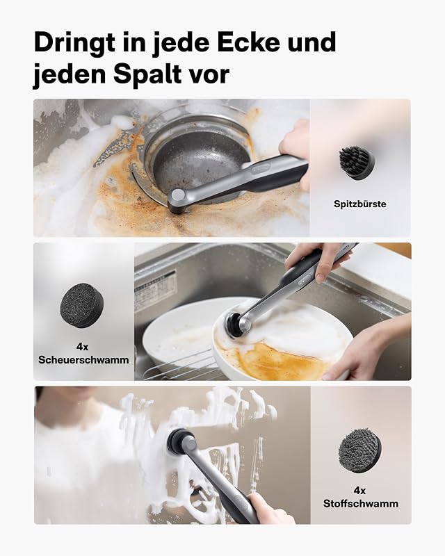 Elektrische Reinigungsbürste Wand™, USB-C Kabellose Fugenbürste, IPX7