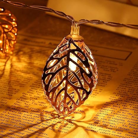 Buy Shop King Golden Metal Leaf String 16 Led Decorative Lights