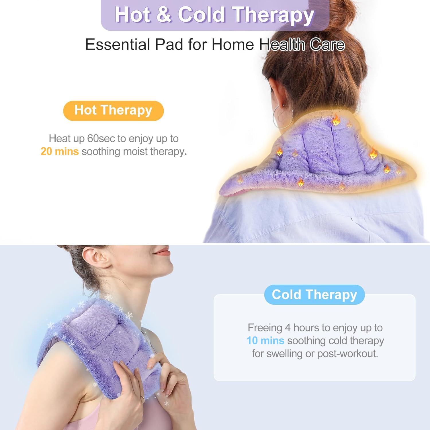 SuzziPad Microwave Heating Pad for Discomfort Reducing, 7x16 Microwavable Heated Pads, Muscle Ache, Soothing Fatigue for Neck and Shoulder, Bean Bag Moist Heat Pack, Warm Compress, 1.74lb, Purple