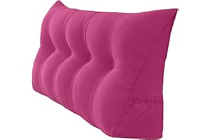 Peachwell Triangular Reading Bed Rest Pillow Large Bolster Cushion Headboard Backrest Wedge Pillow with Removable Cover and Two Large Side Pockets (Magenta, 47 x 8 x 20 inches)