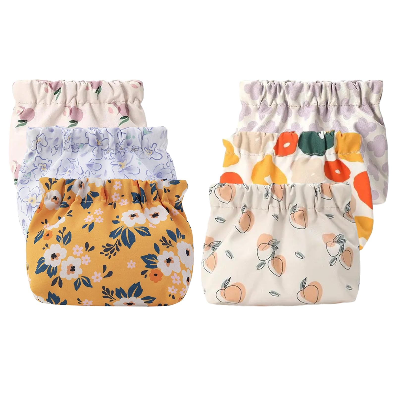 MFCGHXR 6 PCS Pocket Cosmetic Bag, Self-Closing Shrapnel Small Makeup Pouch, Waterproof Travel Makeup Cosmetic Pouch, for Handbag Purse Earphones Coin Lipstick Cosmetic Accessories Organizer