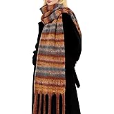 Darller Winter Scarf for Women Large Chunky Plaid Scarves Oversized Thick Soft Blanket Scarfs Warm Tassel Shawl
