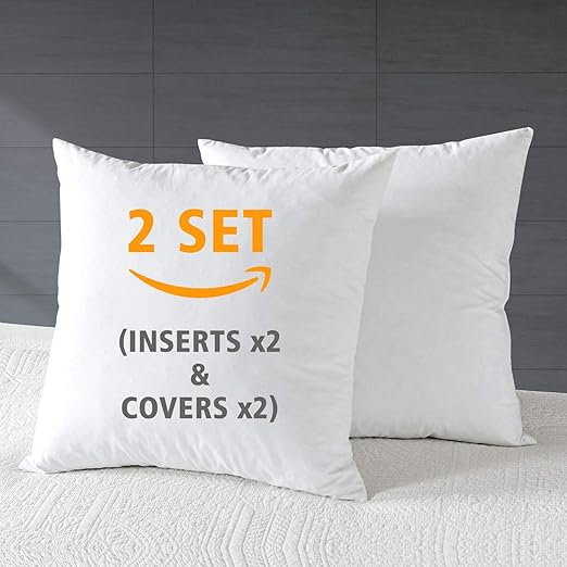 Amazon Com Apsmile Goose Down Feather Throw Pillow Inserts 2 Pack