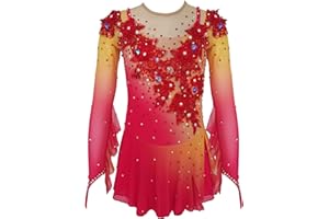LIUHUO Figure Skating Dress Yellow Gradient and Embroidery Pattern Competition Performance
