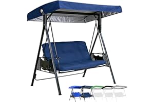 Patio Swing Canopy Replacement, Heavy Duty Waterproof, 3-Seat, for Porch Garden Backyard Bench Swing (Navy)