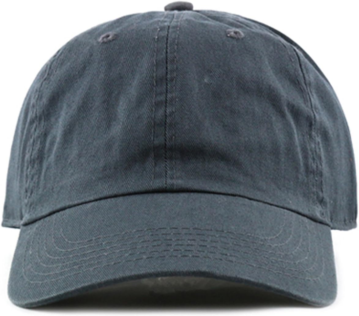 MIRMARU Plain Stonewashed Cotton Adjustable Hat Low Profile Baseball Cap.