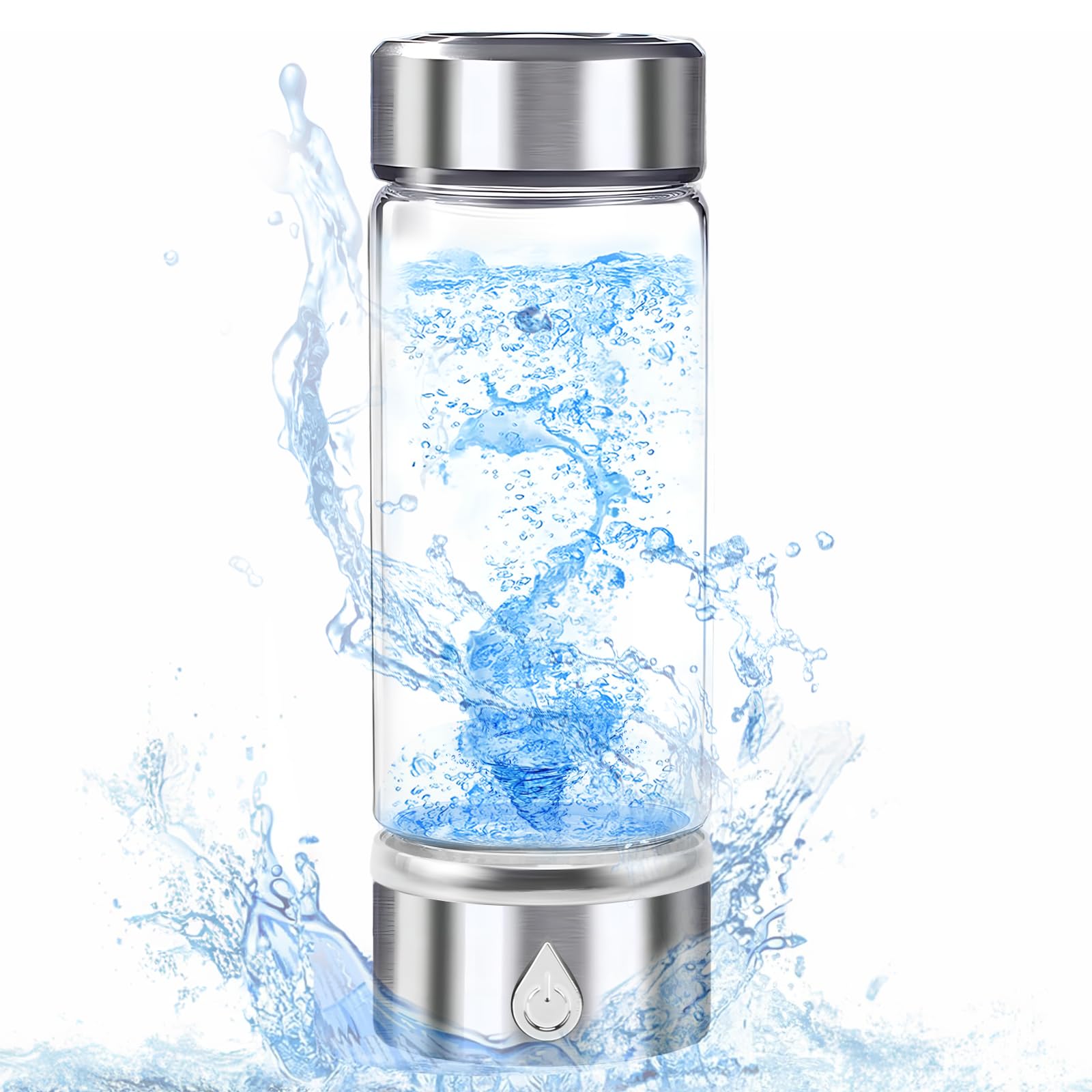 Zjyufy Hydrogen Water Bottle, 420ml Hydrogen Water Generator Machine, Portable Ion Hydrogenated Water Machine Glass Cup for Home Office Travel Sports
