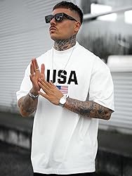 GORGLITTER Men's Crewneck T Shirt Letter Graphic
