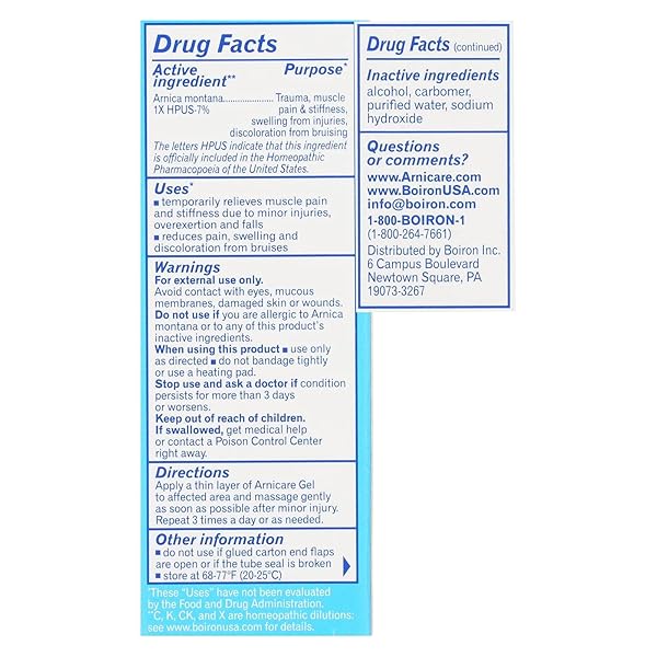 BOIRON ARNICA GEL HOMEOPATHIC MEDICINE 1.50 OZ