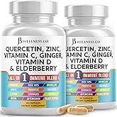 JB Wellness Co Quercetin Zinc Vitamin C Vitamin D Bromelain Elderberry - Nettle Supplement with Artemisinin, Sea Moss, Echinacea - 120 Count