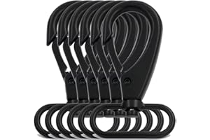 BIKICOCO 1-1/2'' Swivel Bolt Snap Hook Lobster Claw Clasp Trigger Spring Loaded Clip, Oval-Ring Ended, Black - Pack of 6
