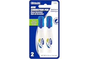 BAZIC Products Correction Pen – Corrections Fluid, Precise Metal Tip White Out, Ideal for School & Office Supplies, Alternative to Correction Solution, 2/Pack, 1-Pack