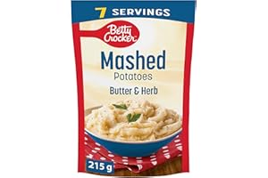 BETTY CROCKER Mashed Potatoes Butter and Herb Flavour, Made with Real Potatoes, 215 Grams Package of Mashed Potatoes