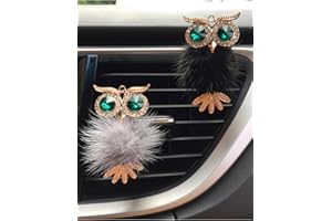 KEEPFINE Car Diffuser Vent Clip,2pcs Owl Cute Car Air Freshener,Bling Crystal Car Air Vent Clip Charms Car fresheners for Women (Black,Gray)