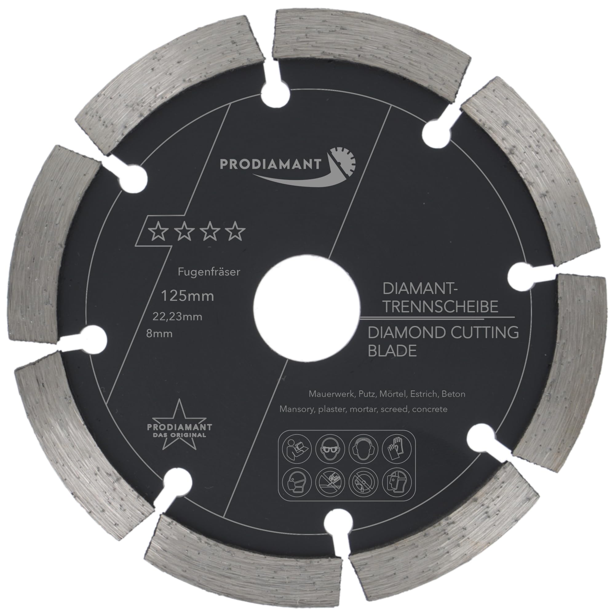 PRODIAMANT joint cutter ø 5 inch 125 mm width 8mm for mortar concrete masonry and plaster 10mm diamond segment professional quality