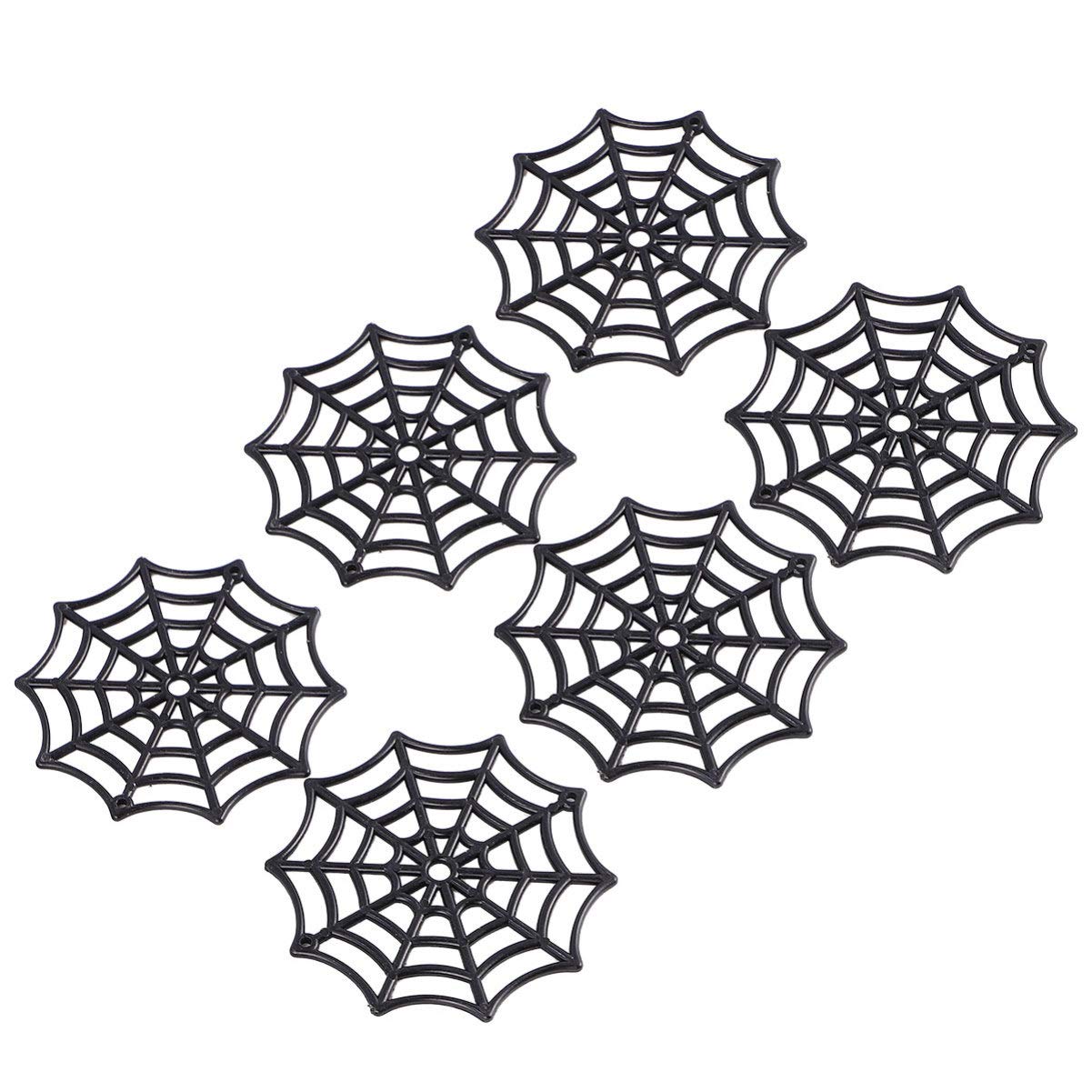 EXCEART Plastic Spider Web Decor 50Pcs Halloween Cobwebs Decorations Spider Web Coasters Halloween Party Favors ( Black )