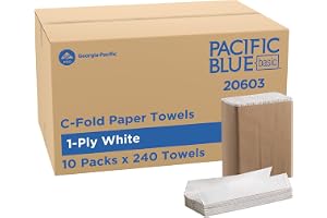 Pacific Blue Basic by Georgia-Pacific PRO C-Fold Paper Towels, White, 10.1” x 12.7” (LxW), 240 Towels Per Pack, 10 Packs Per