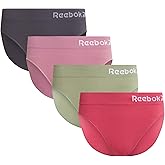 Reebok Womens Briefs Underwear - 4 Pack Breathable Soft Stretch High Cut Mid Waist Panties Underwear for Women (Sizes: S-XL)