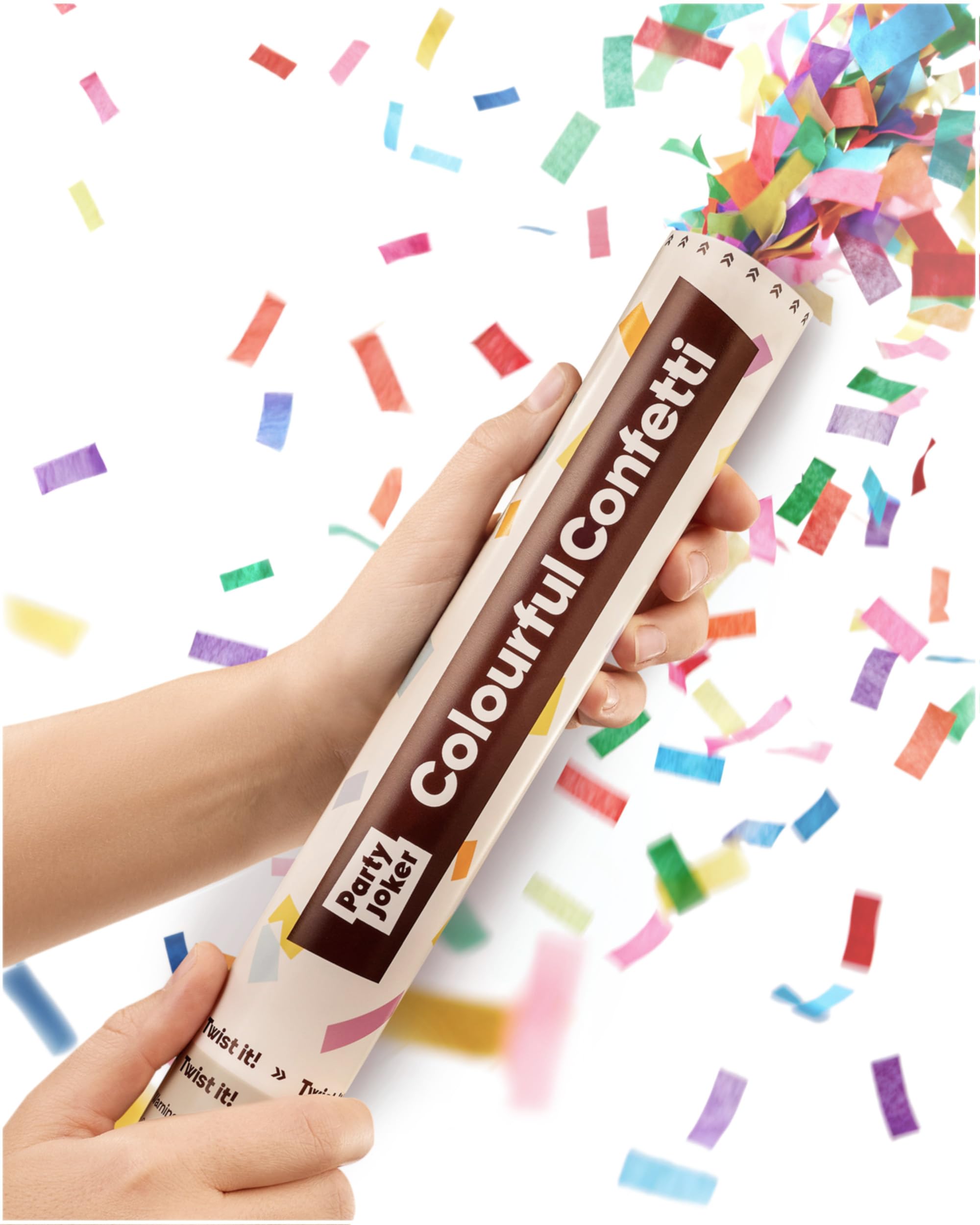 Partyjoker Confetti Cannons - 10 Pack Biodegradable Confetti - Multi Colour - 5-8 Metre Long Burst - FSC® Party Cannon
