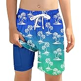 ZenGents Boys Swim Trunks with Compression Liner for 6-20 Years Kids Quick Dry Bathing Suit