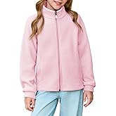 Haloumoning Girls Polar Fleece Jacket Kids Full Zip Lightweight Fall Winter Coat Outerwear with Pockets 5-14 Years