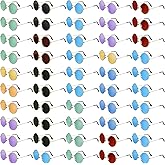 Kanayu 50 Pairs Round Hippie Sunglasses Bulk Circle Colored Disco Glasses Groovy 70s Sunglasses for Party Women Men