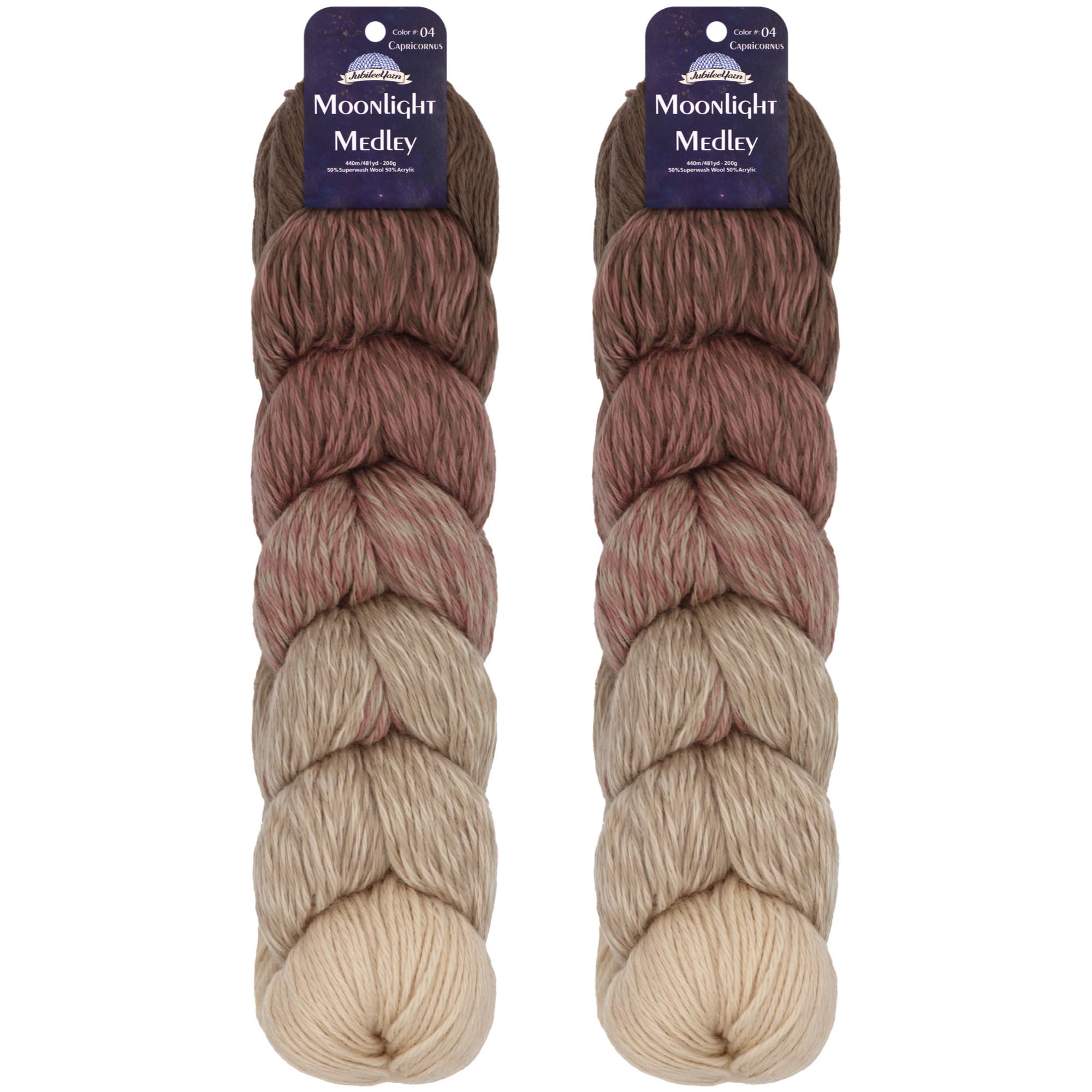 JubileeYarn Moonlight Medley Yarn - Ombre DK Weight Merino Wool/Acrylic - 200g/Hank - Cancer - 2 Skeins
