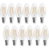 GvvooHome E12 Candelabra Bulb 40 watt Equivalent, E12 LED Bulb Non-Dimmable Chandelier Light Bulbs, B10 Candle Light Bulbs 2700K Soft White, 90+CRI, 400LM, Cear Glass, 12 Pack