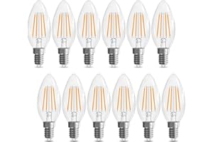 GvvooHome E12 Candelabra Bulb 40 watt Equivalent, E12 LED Bulb Non-Dimmable Chandelier Light Bulbs, B10 Candle Light Bulbs 2700K Soft White, 90+CRI, 400LM, Cear Glass, 12 Pack