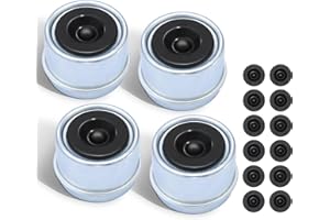 BUHOBHA 4PCS 1.98 Inch Trailer Axle Dust Caps Hub Grease Cover with 12 Rubber Plugs for 2000-3500 lb Dexter EZ Lube Trailer, Camper, RV Boat Axles