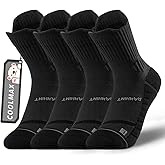 Rahhint Coolmax Compression Boys Youth Running Basketball Socks 4 Pairs Cushion Quarter Anti-Blister Athletic Socks