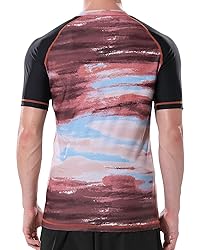 Mens Rash Guard Swim Shirts Short Sleeve UV Sun
