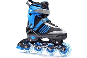 PAPAISON Adjustable Inline Skates Boys Ages 4-12, Roller Skates for Girls Kids with Full Light Up Wheels, Outdoor Skates Illuminating Skates for Children Teens Women