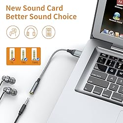 USB to 3.5mm Audio Jack Adapter, External Sound