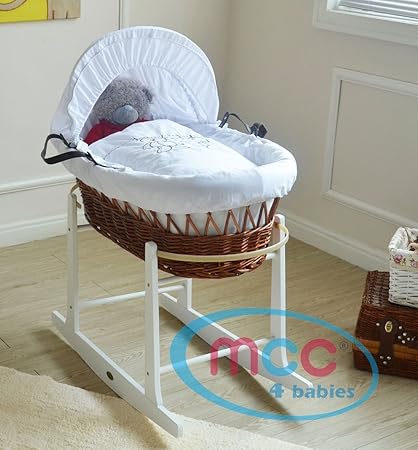 Mcc Baby Panier Berceau En Osier En Marron Kit Complet Avec Matelas Housse Et Armature Bascule Amazon Fr Bebes Puericulture