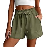 PRETTYGARDEN Summer Shorts for Women Casual Ruffle Drawstring High Waist Wide Leg Comfy Lounge Shorts Beach Cruise Outfits