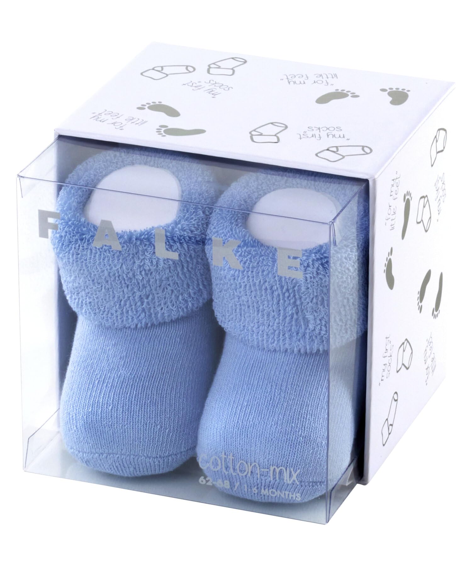 FALKE Unisex Baby Erstling B So Cotton Plain 1 Pair Socks, Blue Crystal 6290, 0-1 month