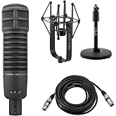 Electro-Voice RE20 Variable-D Dynamic Cardioid Microphone, Black, Bundle with H&amp;A Shock Mount, Microphone Stand and 25' XLR M to F Cable