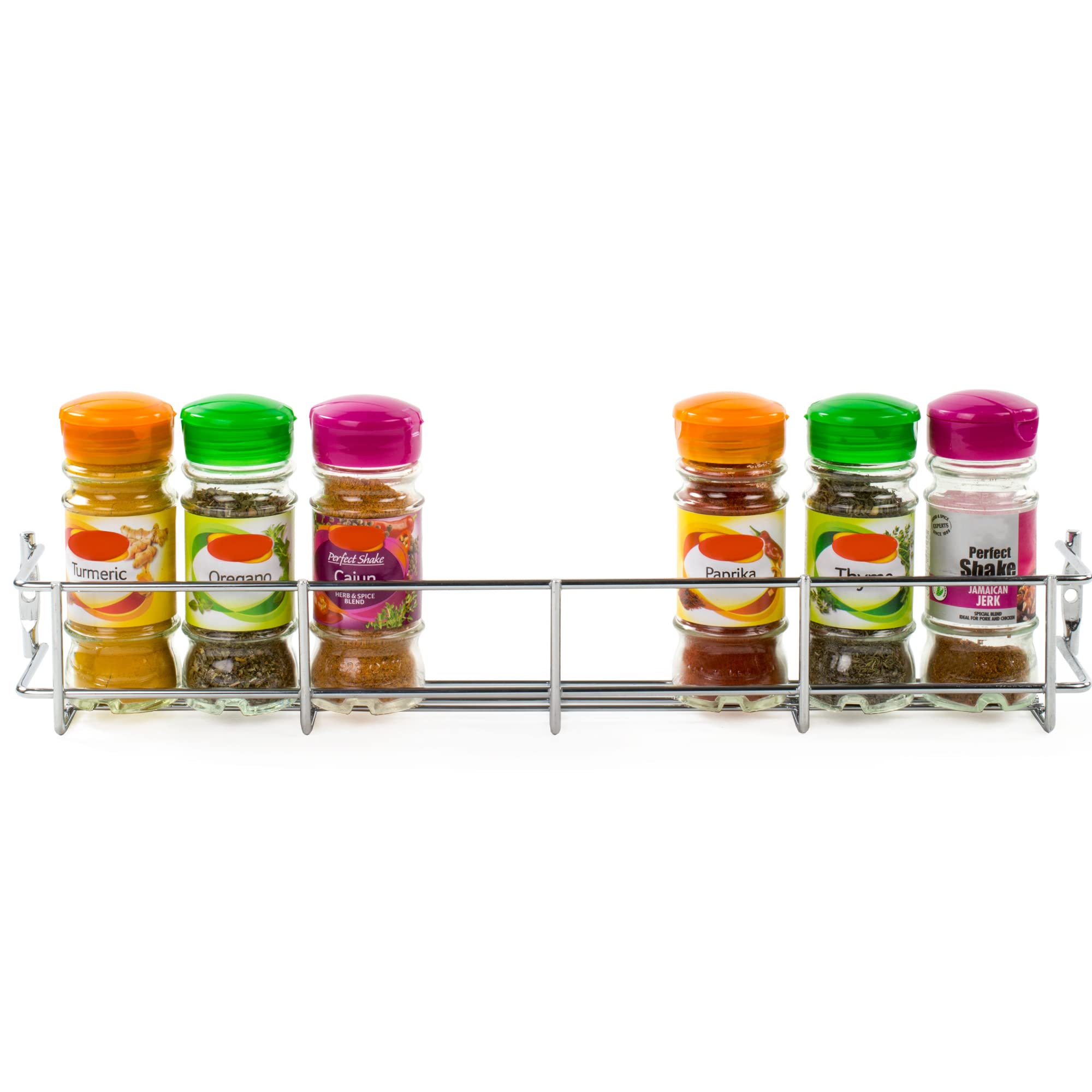 andrew james 1/2/3/4/5 Spice Rack Organiser – No Assembly Needed | Chrome Hanging Spice Shelf for Inside Cupboard Door or Wall Mounted | Kitchen Organiser & Storage Rack with Fixings - Holds 8 Jars