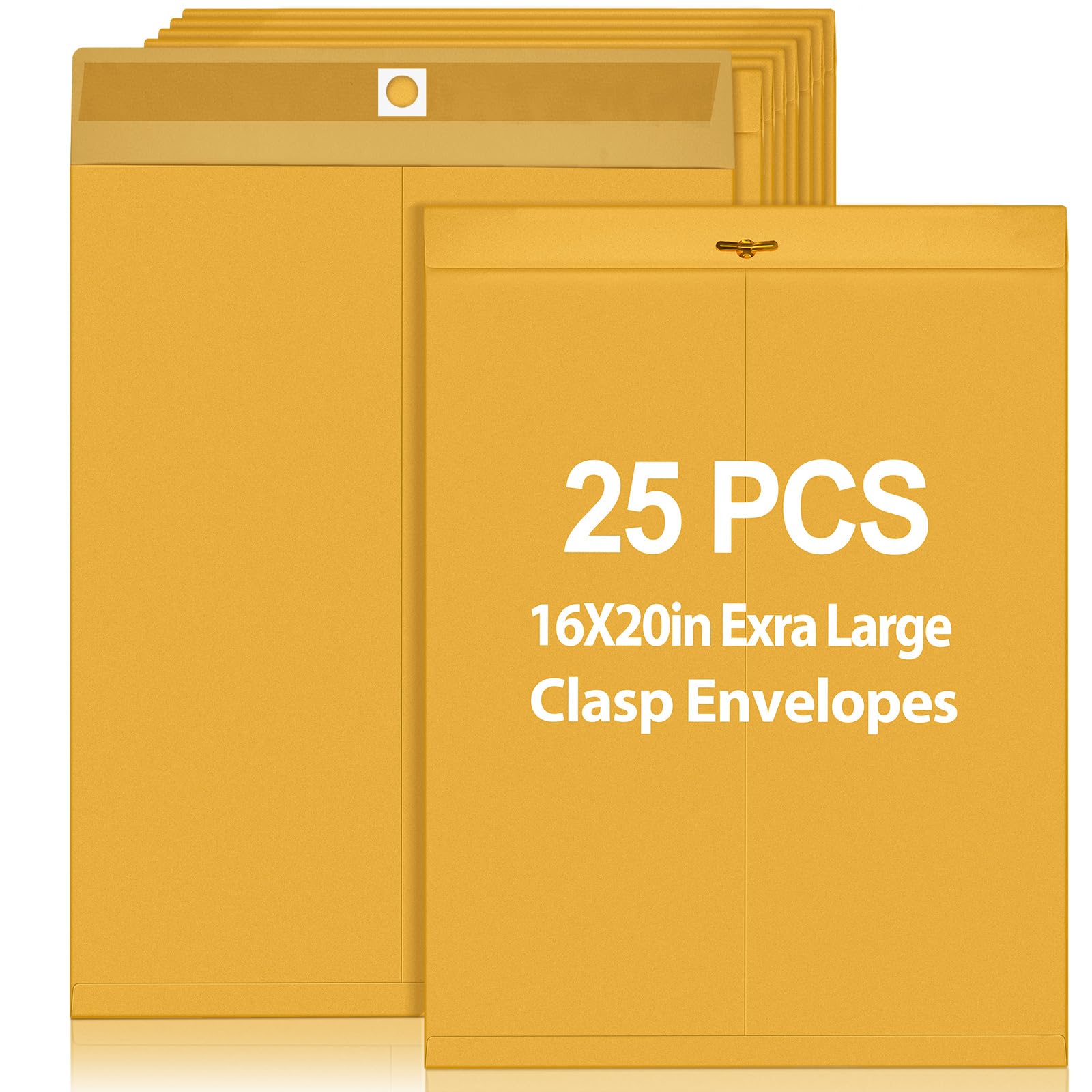 Photo 1 of Motipuns 25 Pcs Clasp Envelope 16 x 20 Inch Large Manilla Envelopes with Clasp Closure for Mailing Thick Documents Home, Business, Legal or School Office Storing (Golden)