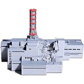 Chernobyl Nuclear Power Plant Model with LED Light, Desktop Humidifier, Miniature Building Replica (Silver)