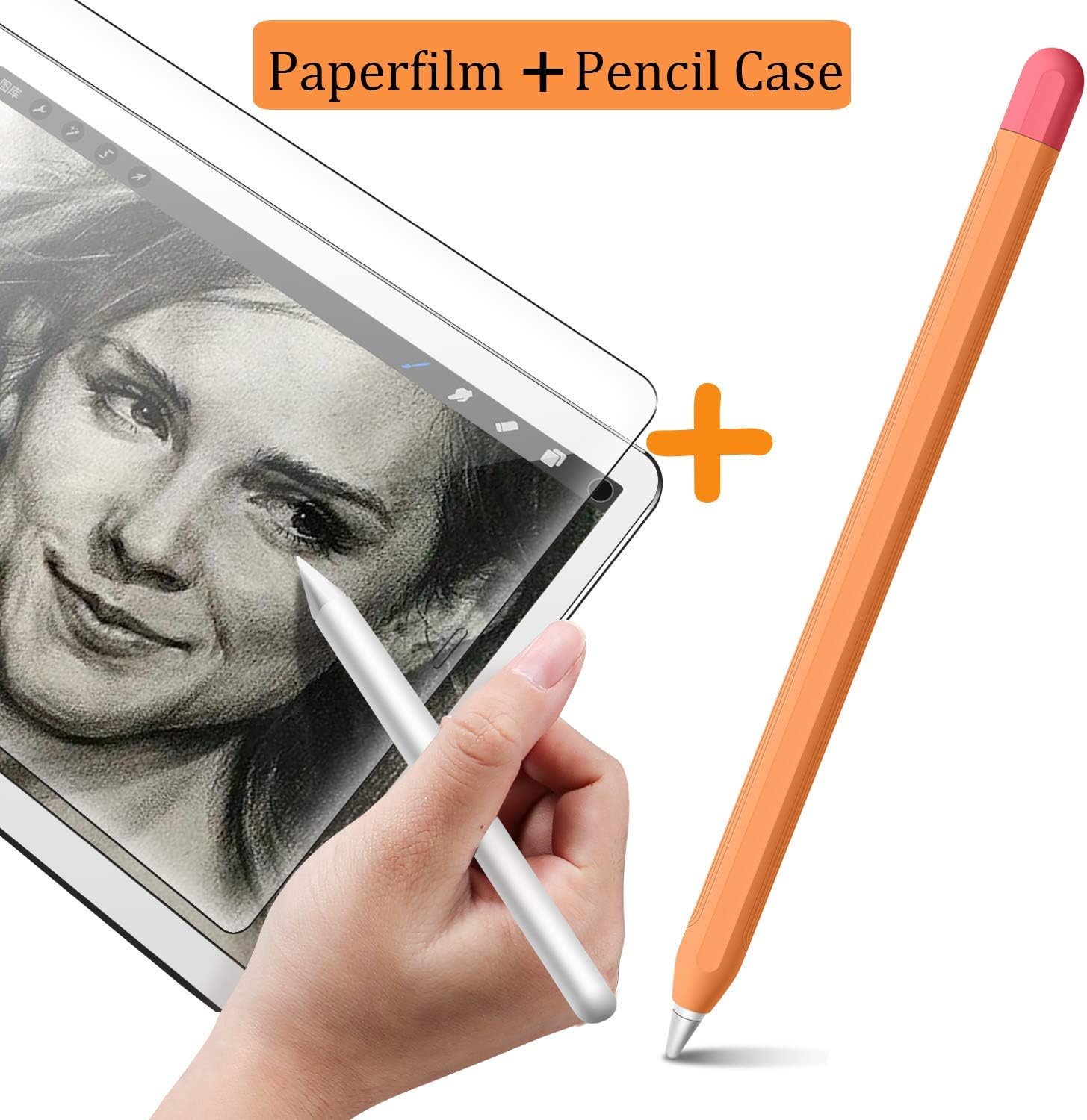 Amazon Com Paperfeel Screen Protector For Ipad 5 6 Gen Ipad Pro 9 7 Inch With Apple Pencil Silicone Case Matte Pet Paper Texture Anti Glare Drawing Writing Film Compatible With Apple Pencil Orange